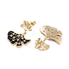 Ginkgo Leaf Brass Pave Clear Cubic Zirconia Stud Dangle Stud Earrings for Women EJEW-G391-10G-01-3