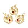 Brass Micro Pave Clear & Red Cubic Zirconia Pendants KK-E068-VF414-2-3