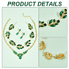 Rhinestone Olive Leaf Dangle Stud Earrings & Pendant Necklace & Bridal Headband SJEW-CA0001-01-5