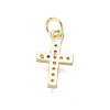 Brass Micro Pave Cubic Zirconia Tiny Cross Charms ZIRC-I032-64G-2