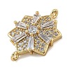 Rack Plating Brass Clear Cubic Zirconia Flower Connector Charms KK-A234-038G-2