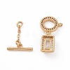 Brass Pave Clear Cubic Zirconia Toggle Clasps KK-E068-VC183-3