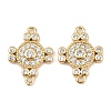 Brass Pave Clear Cubic Zirconia Cross Connector Charms KK-L251-10G-1