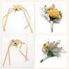 CRASPIRE 2Pcs 2 Style Rose Flower Silk Wrist and Flower Silk Brooch Sets AJEW-CP0004-59-3