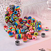 Beadthoven 90pcs 6 colors Opaque Stripe Resin European Beads RESI-BT0001-22-7