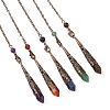 Natural Carnelian & Quartz Crystal & Amethyst & Tiger Eye & Lapis Lazuli Cone Point Dowsing Pendulums HJEW-JM04998-2