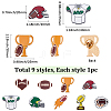 9Pcs 9 Styles Rugby Sports Series Enamel Lapel Pin Backs JEWB-SC0001-98-2