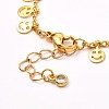 Flat Round with Smiling Face Brass Charm Bracelet Makings AJEW-JB01070-02-3