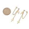 Brass Chains Long Dangle Stud Earrings for Women EJEW-JE06223-3