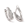 Rack Plating Brass Micro Pave Cubic Zirconia Hoop Earring Findings with Latch Back Closure ZIRC-C039-08P-1