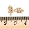 Brass Pave Cubic Zirconia Square Connector Charms KK-P348-12G-04-3