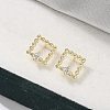 Brass Clear Cubic Zirconia Stud Earrings EJEW-Q014-03G-4