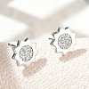 Brass Micro Pave Clear Cubic Zirconia Stud Earrings EJEW-R016-26P-09-1