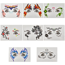 Gorgecraft 8 Sheets 8 Style Waterproof Self Adhesive Tattoo Stickers on Face AJEW-GF0007-33