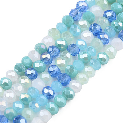 Electroplate Glass Beads Strands X-EGLA-S192-001A-B08-1