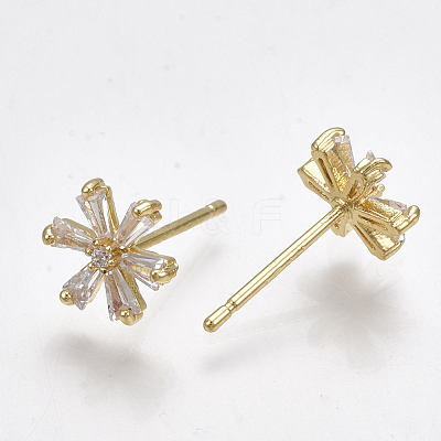Brass Cubic Zirconia Stud Earrings KK-S348-364G-1