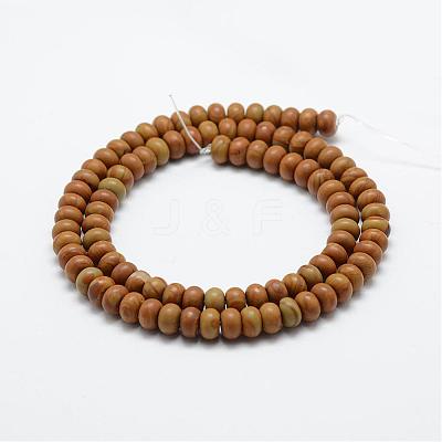 Natural Wood Lace Stone Wooden Jasper Beads Strands G-G665-15-6x4mm-1