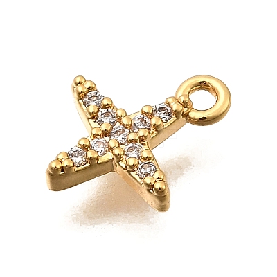 Brass Micro Pave Cubic Zirconia Charms KK-B152-27B-G-1