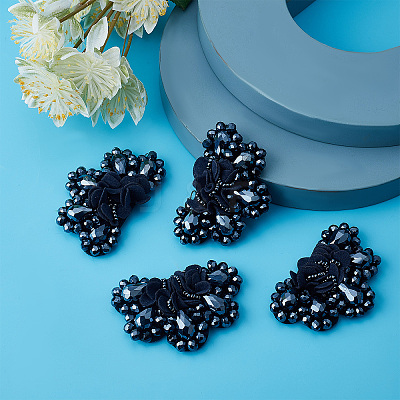 4Pcs Glass Rhinestone Sew on Ornament Accessories FIND-CP0001-09-1