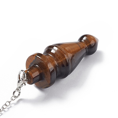 Natural Tiger Eye Pointed Dowsing Pendulums AJEW-B020-03P-03-1