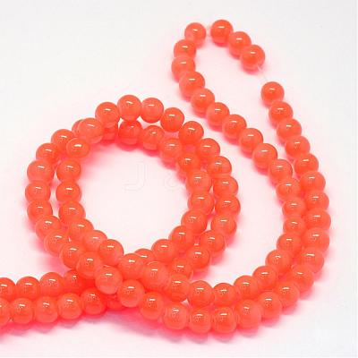Baking Paint Imitation Jade Glass Round Bead Strands DGLA-Q021-6mm-32-1