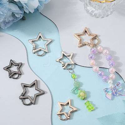 6Pcs 6 Styles Zinc Alloy Spring Gate Rings FIND-GF0007-55-1