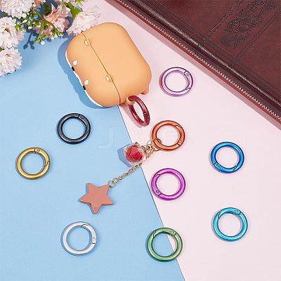 20Pcs 10 Colors Zinc Alloy Frosted Spring Gate Rings FIND-UN0002-76-1