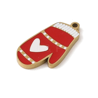 Christmas Theme Ion Plating(IP) 304 Stainless Steel Enamel Pendants STAS-Z083-06G-06-1