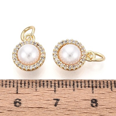 Brass Micro Pave Clear Cubic Zirconia Charms KK-N287-26G-1