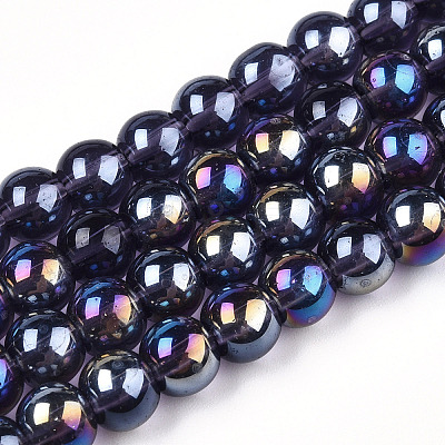 Electroplate Transparent Glass Beads Strands GLAA-T032-T6mm-AB03-1
