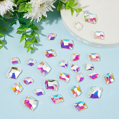72Pcs 3 Style Irregular Rhombus Glass Sew on Rhinestone GLAA-GO0001-15-1