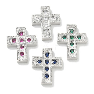 Rack Plating Brass Micro Pave Cubic Zirconia Pendants KK-L224-063P-1