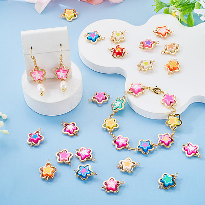 20Pcs Polymer Clay Flower & CCB Frame Links Connector Charms CLAY-TADJ0001-08G-1