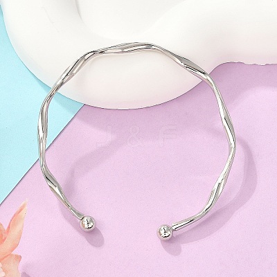 Wave Alloy Cuff Bangles BJEW-L701-04P-1