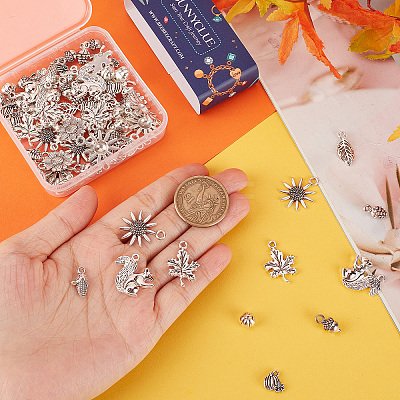 80Pcs 10 Style Tibetan Style Alloy Pendants TIBEP-SC0002-33-1