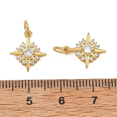 Brass Micro Pave Clear Cubic Zirconia Charms KK-F941-40A-G-1