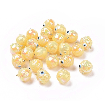 UV Plating Rainbow Iridescent Acrylic Beads OACR-A018-03B-1