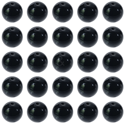 2 Strands Round Natural Black Onyx(Dyed & Heated) Beads Strands G-SP0001-24-1