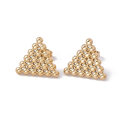 Ion Plating(IP) 304 Stainless Steel Triangle Stud Earrings for Women EJEW-E199-18G-1