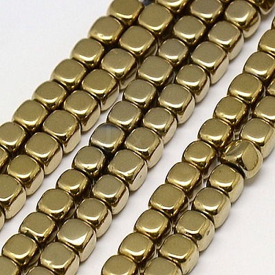 Electroplate Non-magnetic Synthetic Hematite Beads Strands G-J172-3x3mm-08-1