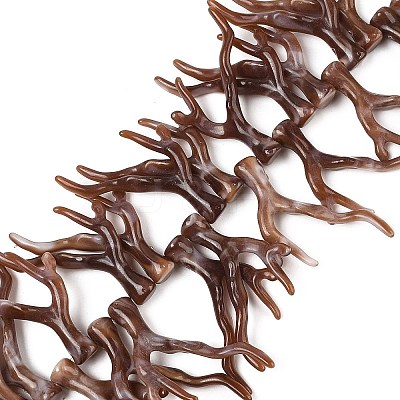 Opaque Acrylic Imitation Coral Beads Strands SACR-P033-02B-08-1