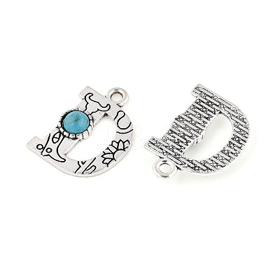 Synthetic Turquoise & Alloy Pendants PALLOY-H146-01AS-D-1