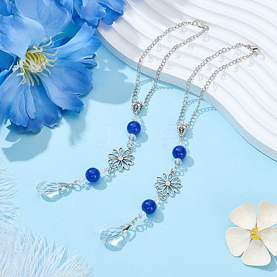 2Pcs Alloy Flower Pendant Decorations HJEW-ME0001-07B-1