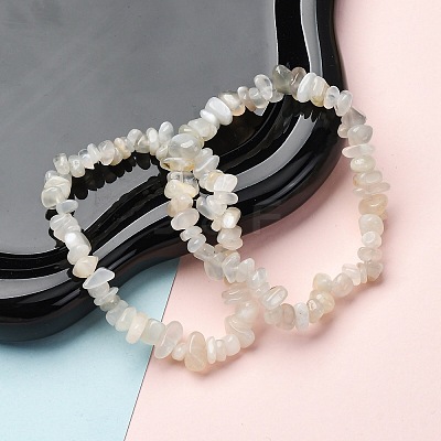 Natural White Moonstone Stretch Bracelets BJEW-JB03681-09-1