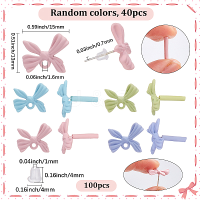 40Pcs Spray Painted Alloy Stud Earring Findings FIND-SP0005-51-1