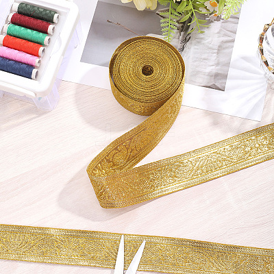10M Ethnic Style Floral Pattern Embroidery Polyester Ribbons OCOR-CY0001-61-1