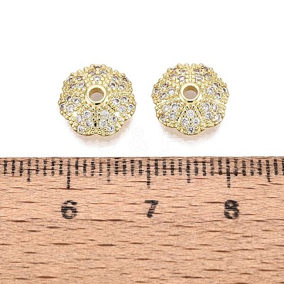 Brass Micro Pave Clear Cubic Zirconia Bead Caps KK-Q071-17G-02-1