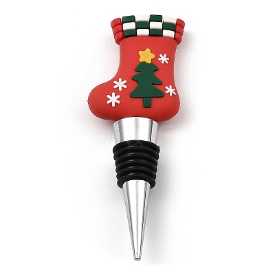 Christmas Theme Aluminium Alloy & PVC Wine Bottle Stoppers FIND-Q091-01A-1