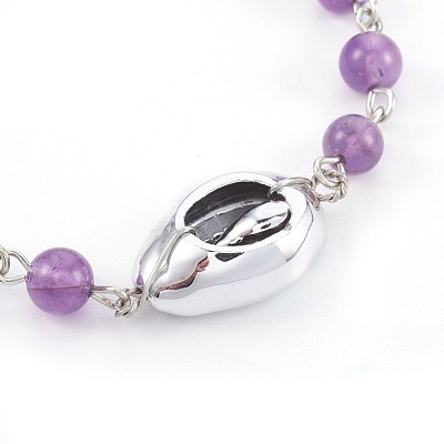 Natural Amethyst Beads Bracelets BJEW-JB03954-03-1