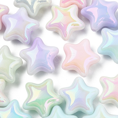 20Pcs UV Plating Acrylic Beads MACR-YW0004-23-1